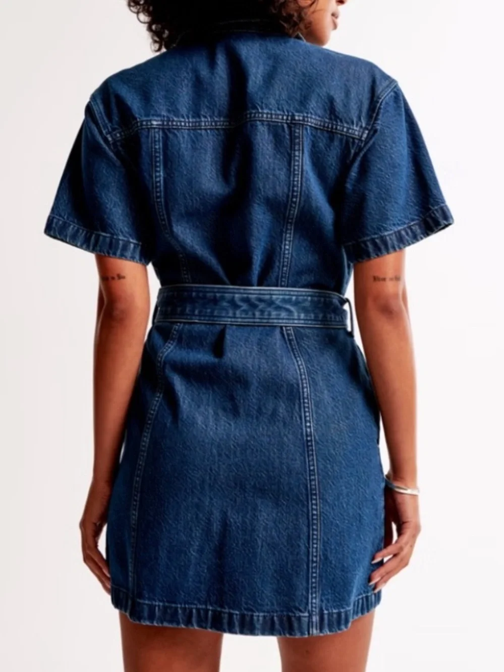 Abercrombie & Fitch Utility 90s Y2K Western Cowgirl Belted Denim Jean Dress L - Picture 11 of 13